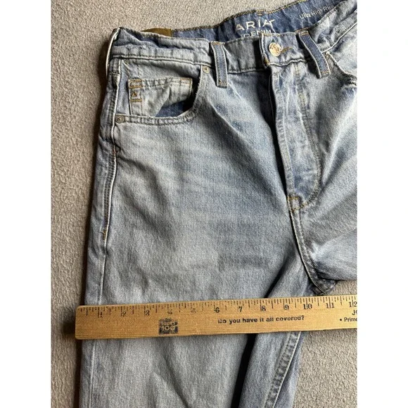 Ariat Ultra High Rise Tomboy Straight Jeans Womens 27R Light Wash Distressed - Picture 5 of 12